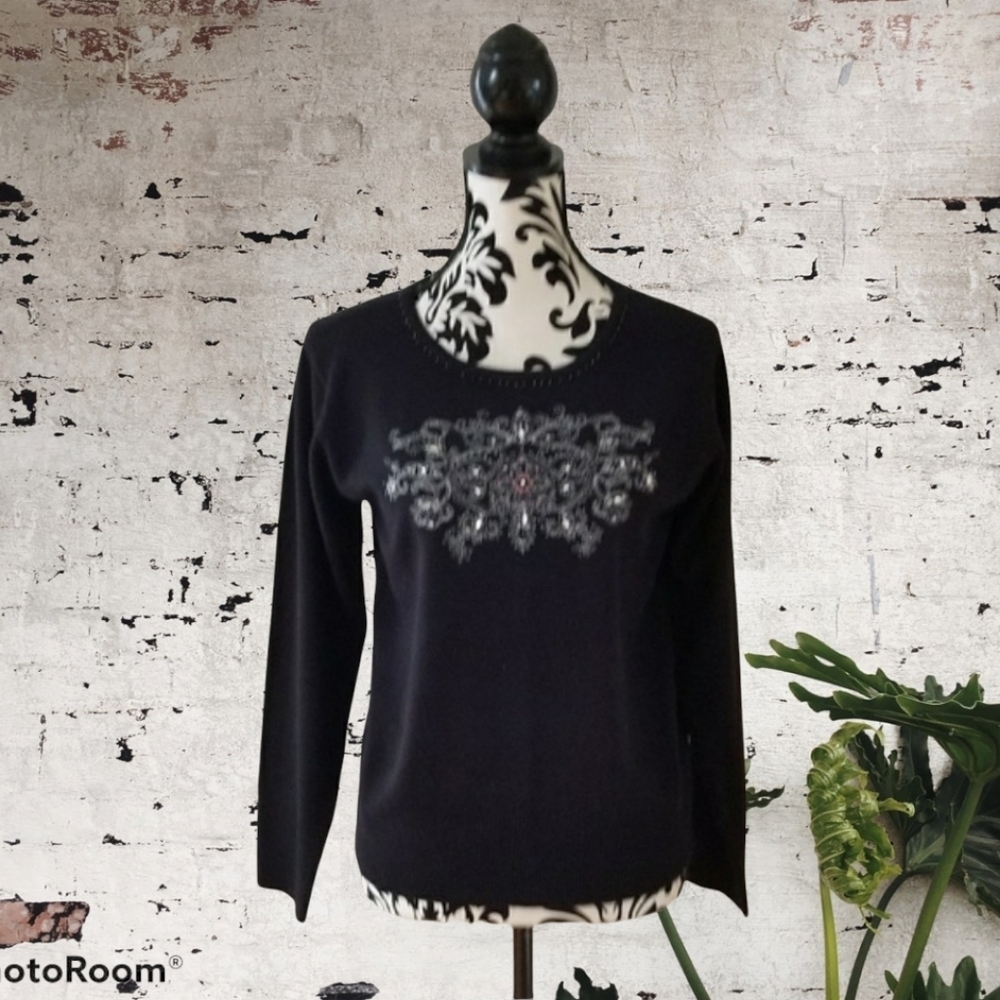 Jenny black embellished long-sleeve sweater - Picture 11 of 11